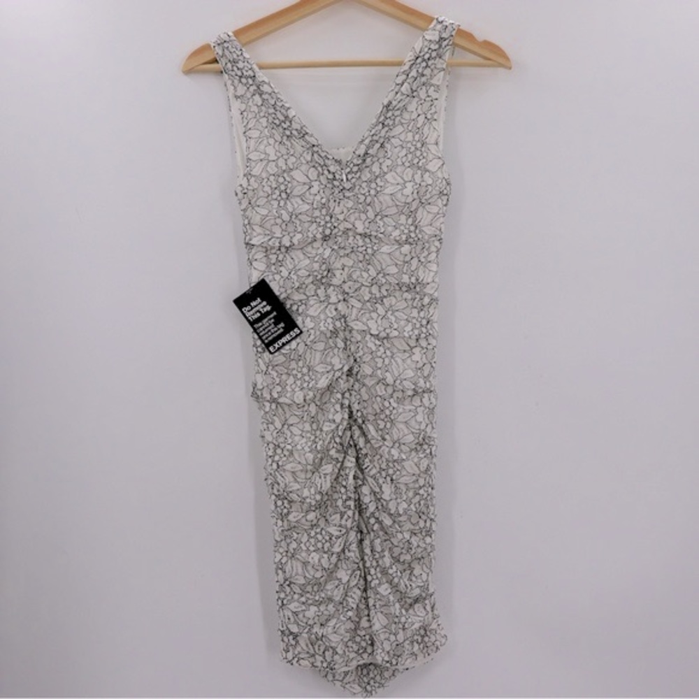 NWT Express White Lace Dress BodyCon Dress Size 2 White & Black Lace - Picture 5 of 10
